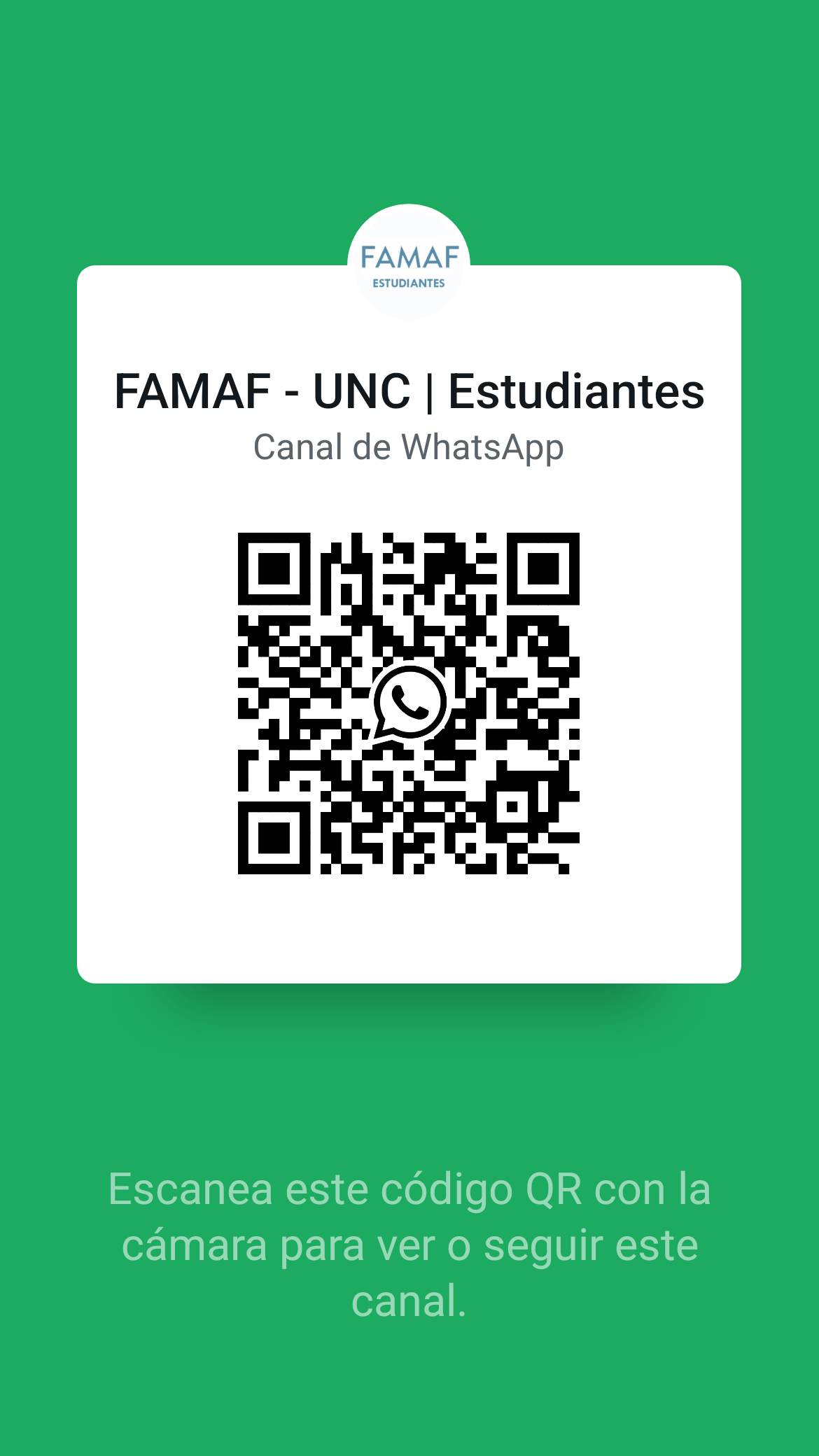 Canal de WhatsApp FAMAF Estudiantes